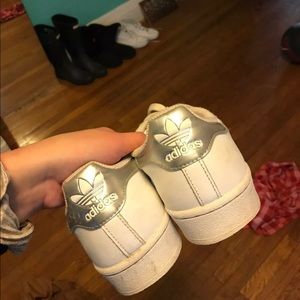 Silver adidas superstars